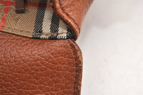 Authentic Burberrys Vintage Leather Shoulder Cross Body Bag Purse Brown 2027K