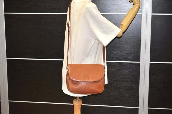 Authentic Burberrys Vintage Leather Shoulder Cross Body Bag Purse Brown 2027K