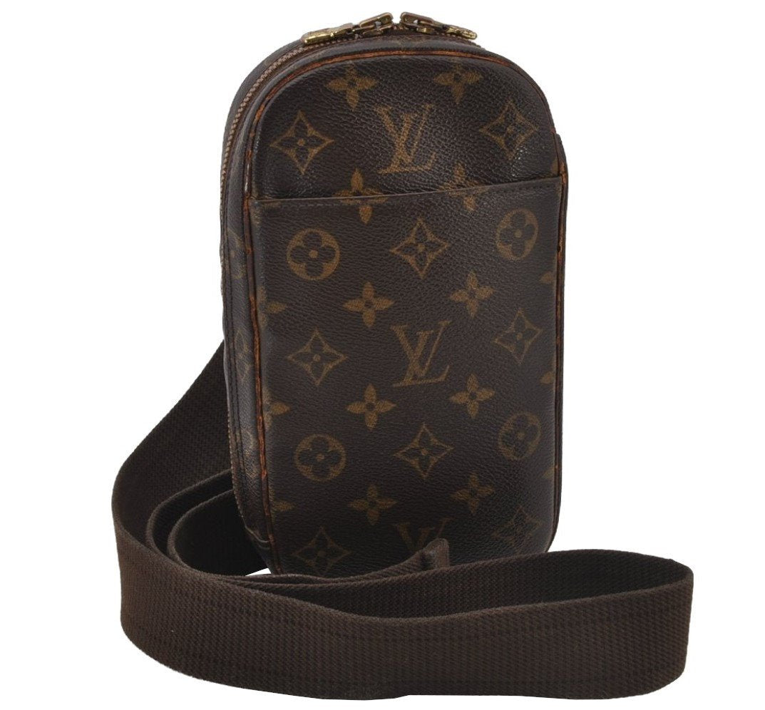 Authentic Louis Vuitton Monogram Pochette Gange Waist Body Bag M51870 LV 2028J