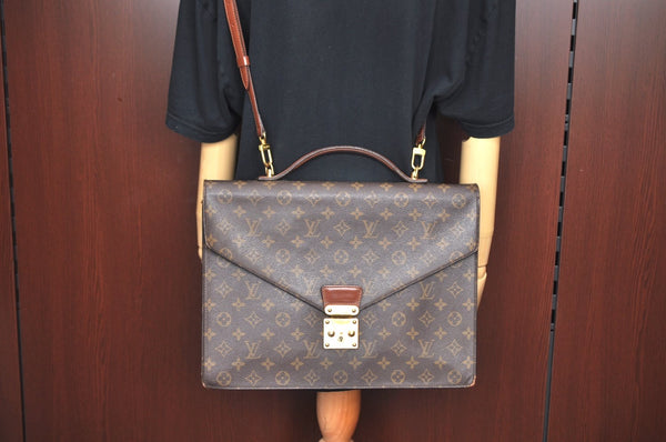 Auth Louis Vuitton Monogram Porte Documents Bandouliere M53338 Briefcase 2030J