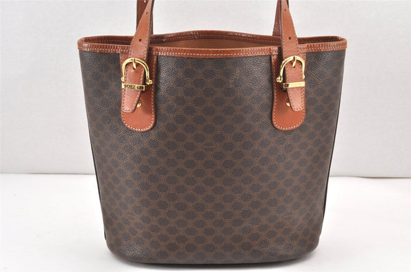 Authentic CELINE Macadam Blason Shoulder Hand Bag Purse PVC Leather Brown 2037K