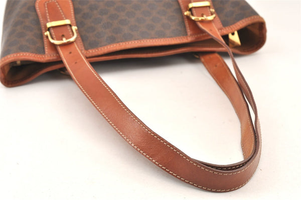 Authentic CELINE Macadam Blason Shoulder Hand Bag Purse PVC Leather Brown 2037K