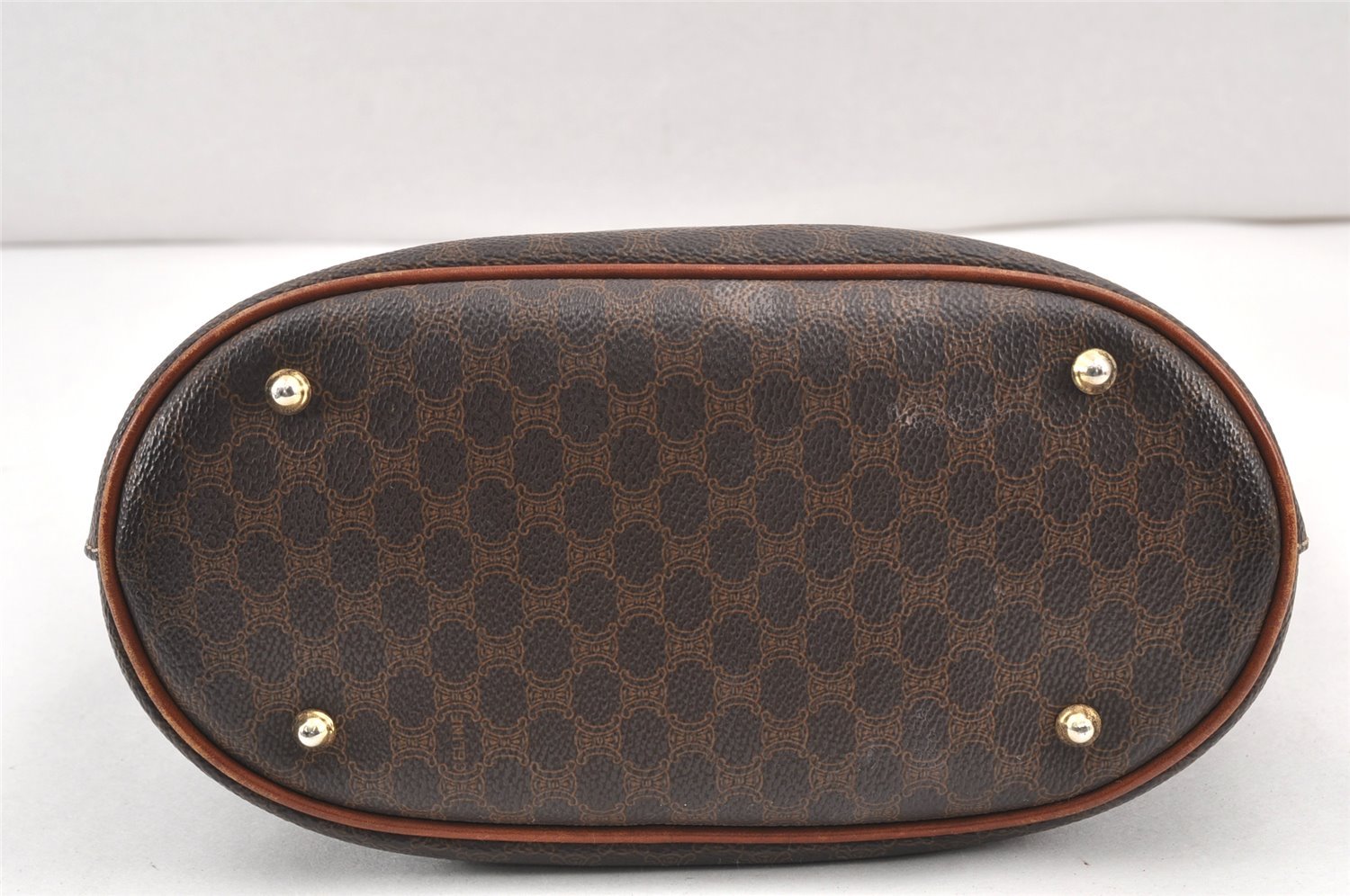 Authentic CELINE Macadam Blason Shoulder Hand Bag Purse PVC Leather Brown 2037K