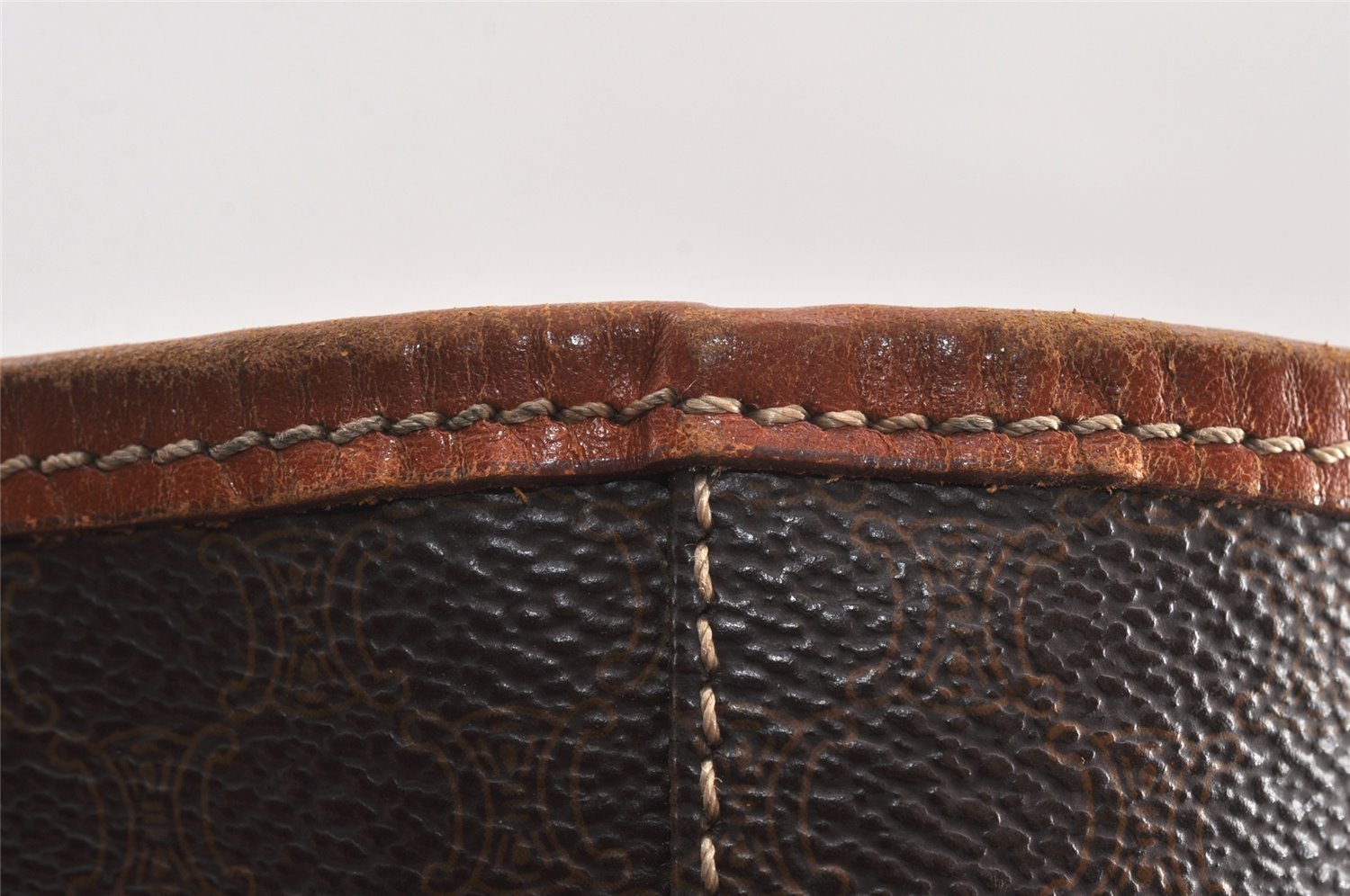 Authentic CELINE Macadam Blason Shoulder Hand Bag Purse PVC Leather Brown 2037K