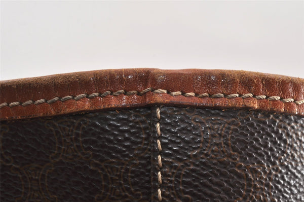 Authentic CELINE Macadam Blason Shoulder Hand Bag Purse PVC Leather Brown 2037K