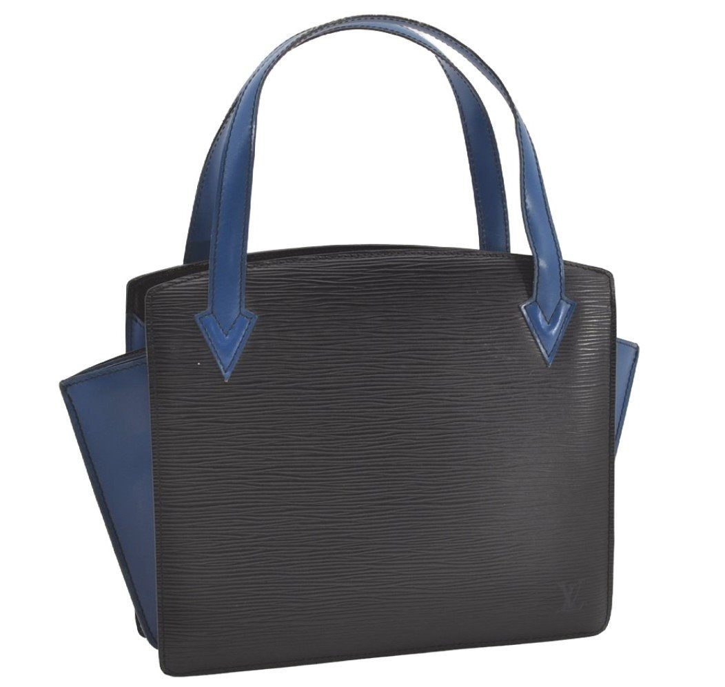 Authentic Louis Vuitton Epi Varenne Bi-color Hand Bag Black Blue M52385 LV 2038J