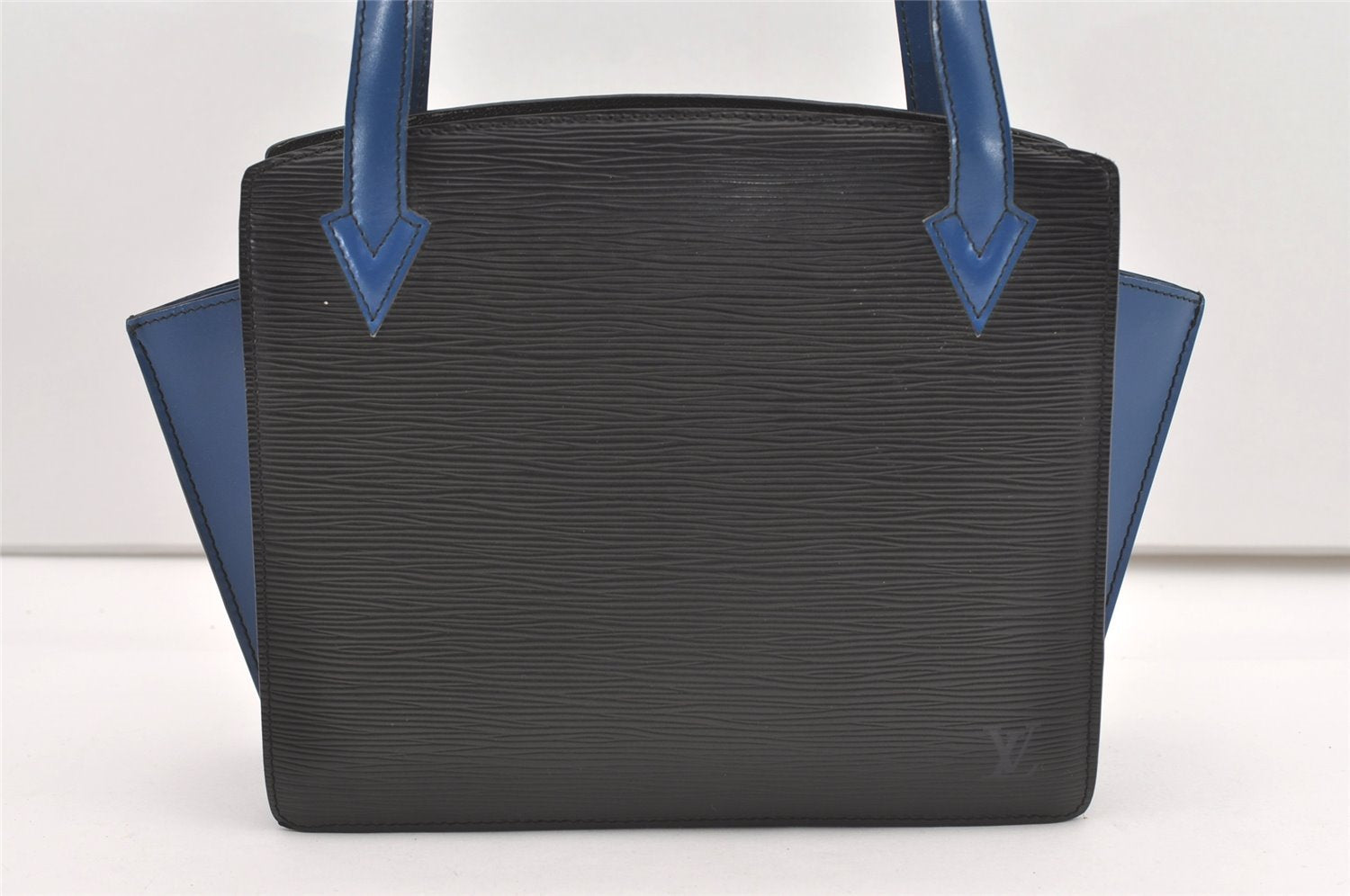 Authentic Louis Vuitton Epi Varenne Bi-color Hand Bag Black Blue M52385 LV 2038J