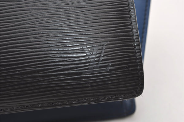 Authentic Louis Vuitton Epi Varenne Bi-color Hand Bag Black Blue M52385 LV 2038J