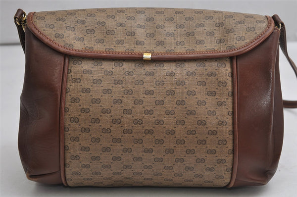 Authentic GUCCI Micro GG PVC Leather Shoulder Cross Body Bag Purse Brown 2038K