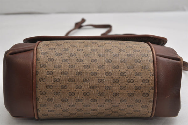 Authentic GUCCI Micro GG PVC Leather Shoulder Cross Body Bag Purse Brown 2038K