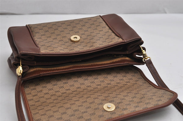 Authentic GUCCI Micro GG PVC Leather Shoulder Cross Body Bag Purse Brown 2038K
