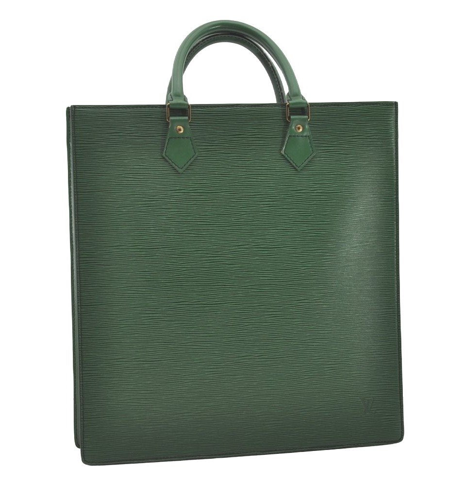 Authentic Louis Vuitton Epi Leather Sac Plat Hand Bag M52074 Green LV 2040J