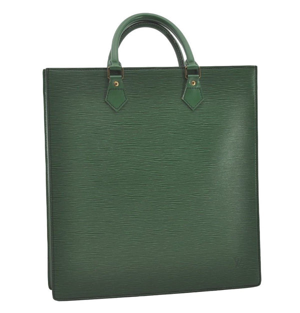 Authentic Louis Vuitton Epi Leather Sac Plat Hand Bag M52074 Green LV 2040J