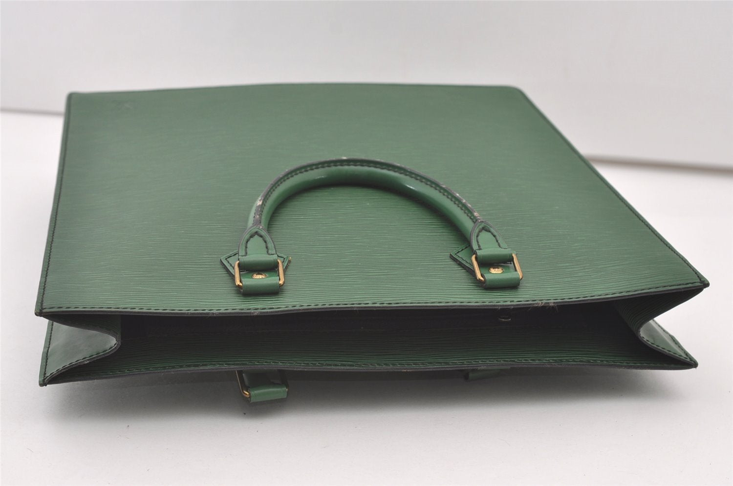 Authentic Louis Vuitton Epi Leather Sac Plat Hand Bag M52074 Green LV 2040J