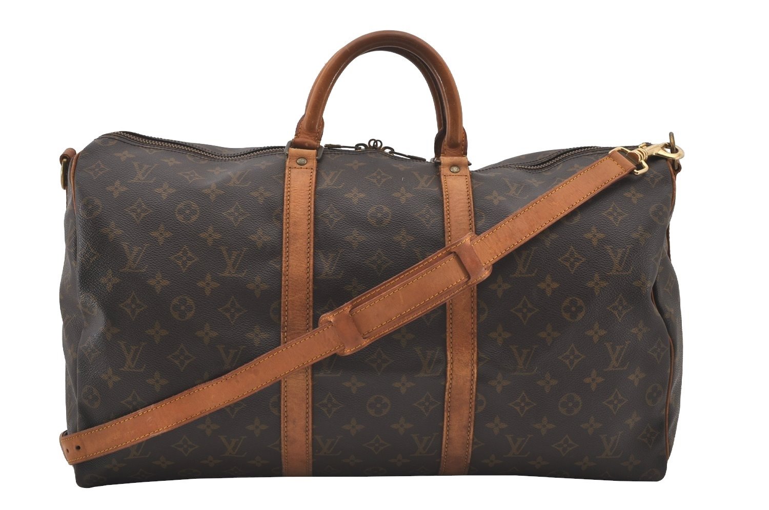 Authentic Louis Vuitton Monogram Keepall Bandouliere 50 M41416 Boston Bag 2042J