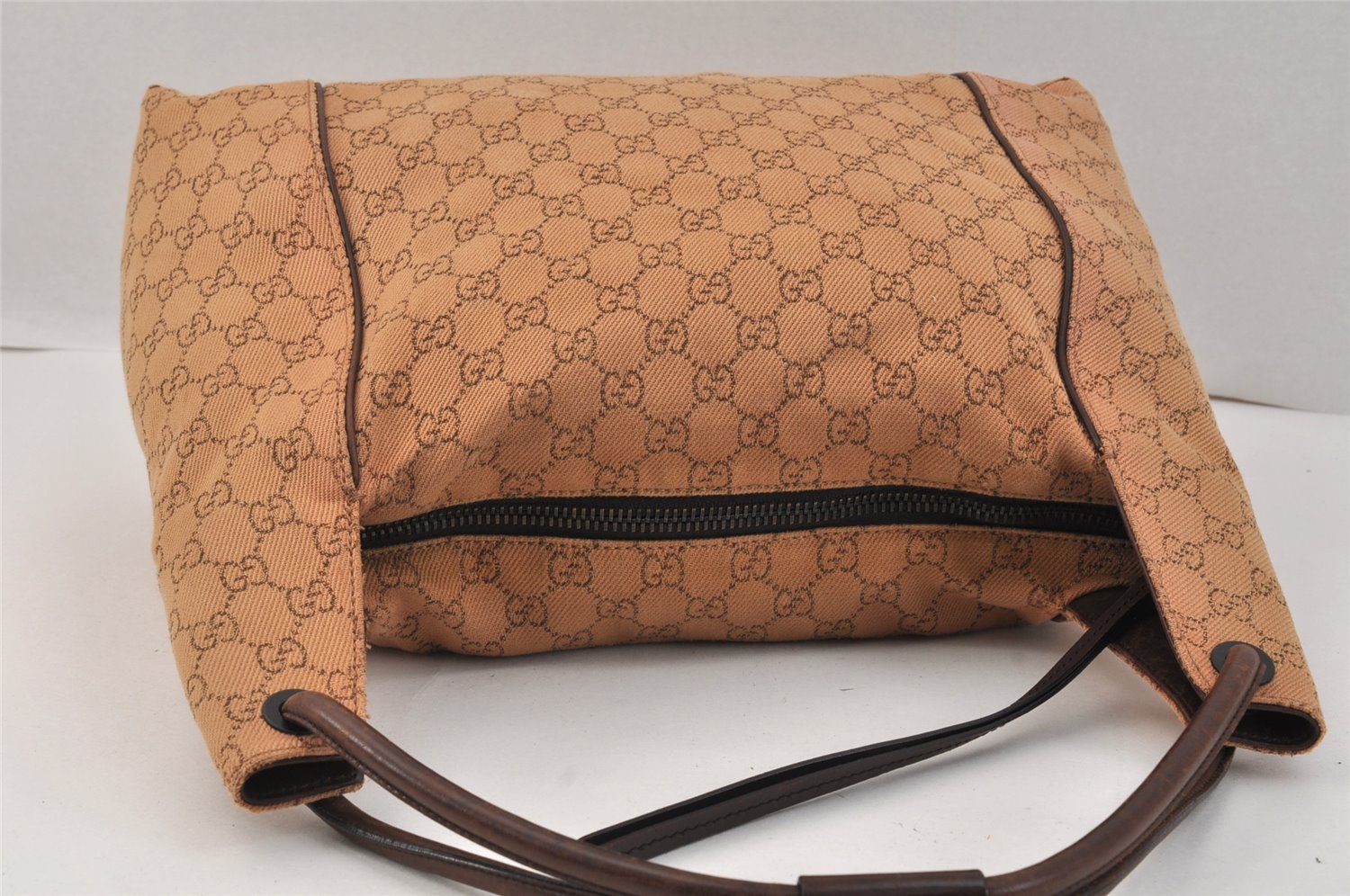 Authentic GUCCI Shoulder Hand Bag GG Canvas Leather 101292 Brown 2043K