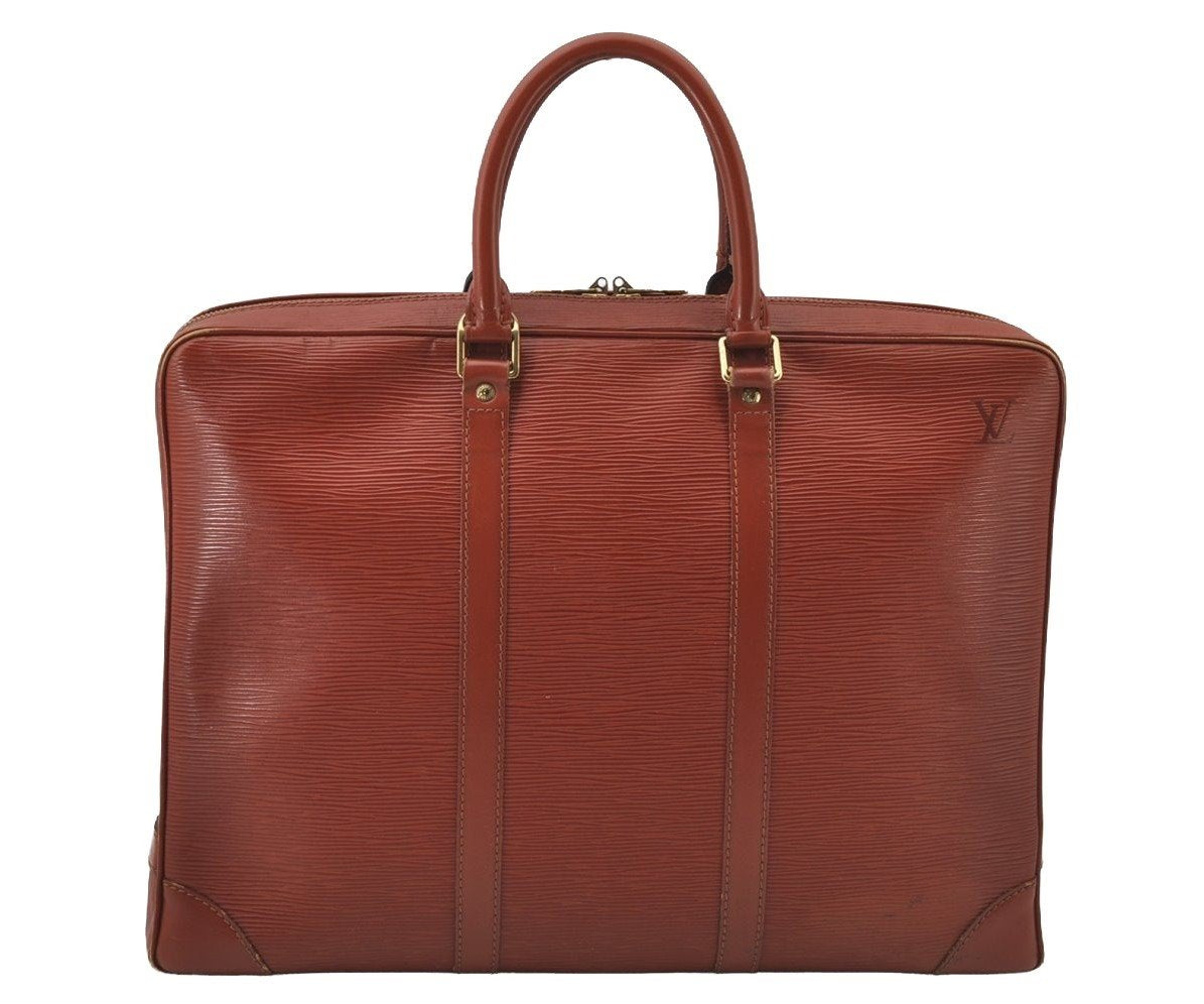 Authentic Louis Vuitton Epi Porte Documents Voyage Briefcase M54473 Brown 2046J