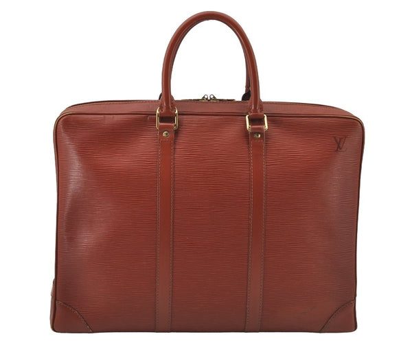 Authentic Louis Vuitton Epi Porte Documents Voyage Briefcase M54473 Brown 2046J