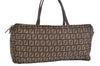 Authentic FENDI Zucchino Vintage Hand Bag Purse Canvas Leather Brown 2051K