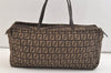 Authentic FENDI Zucchino Vintage Hand Bag Purse Canvas Leather Brown 2051K