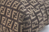 Authentic FENDI Zucchino Vintage Hand Bag Purse Canvas Leather Brown 2051K