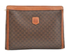 Authentic CELINE Macadam Blason Pattern Clutch Hand Bag PVC Leather Brown 2053K