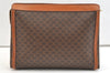 Authentic CELINE Macadam Blason Pattern Clutch Hand Bag PVC Leather Brown 2053K
