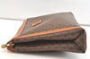 Authentic CELINE Macadam Blason Pattern Clutch Hand Bag PVC Leather Brown 2053K