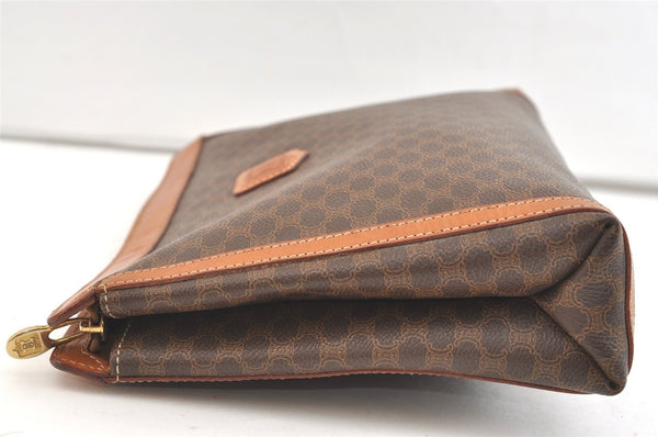 Authentic CELINE Macadam Blason Pattern Clutch Hand Bag PVC Leather Brown 2053K