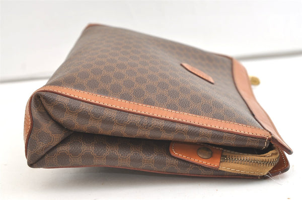 Authentic CELINE Macadam Blason Pattern Clutch Hand Bag PVC Leather Brown 2053K