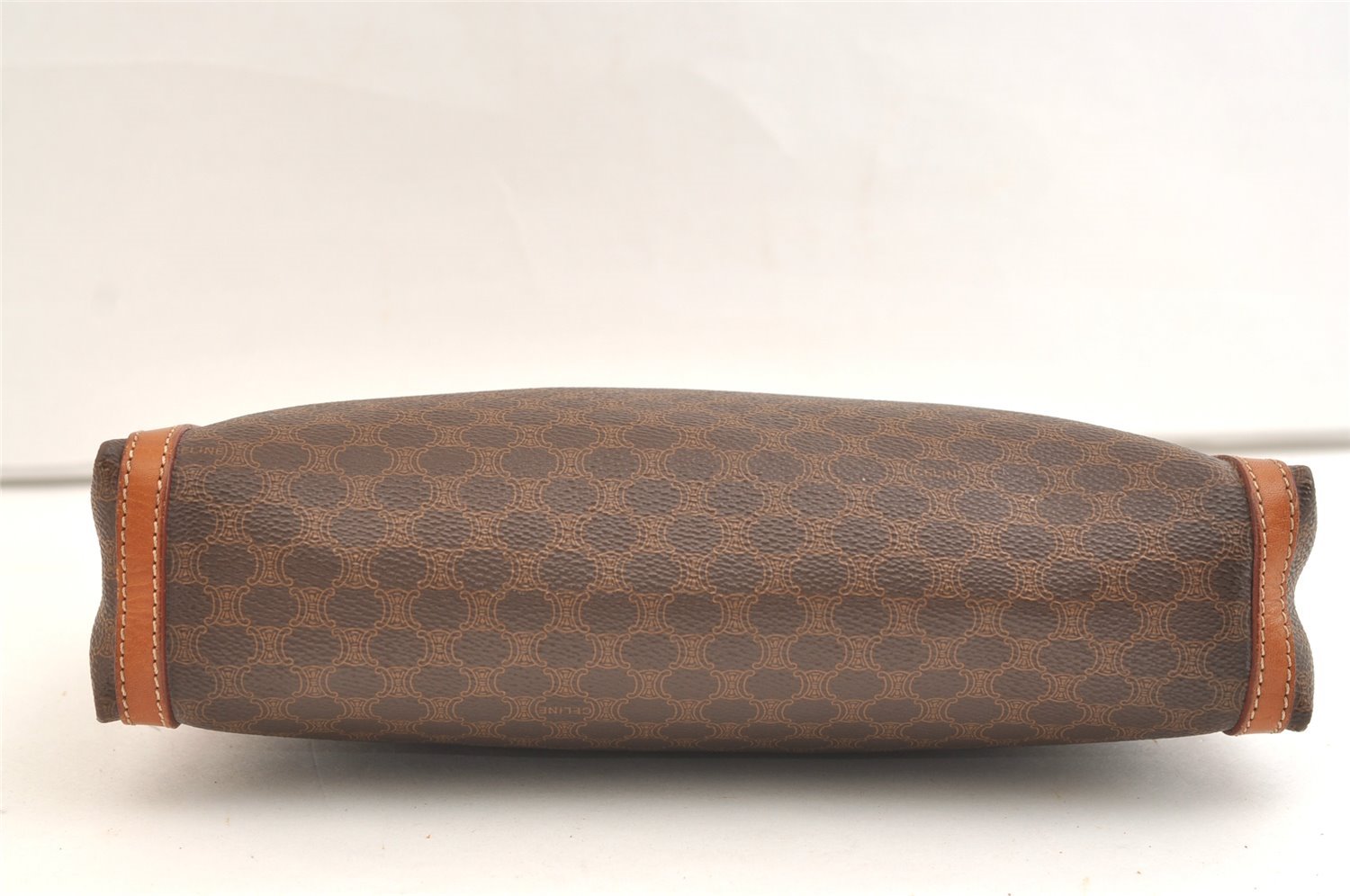 Authentic CELINE Macadam Blason Pattern Clutch Hand Bag PVC Leather Brown 2053K