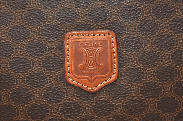 Authentic CELINE Macadam Blason Pattern Clutch Hand Bag PVC Leather Brown 2053K