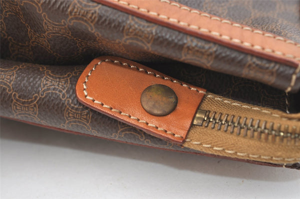 Authentic CELINE Macadam Blason Pattern Clutch Hand Bag PVC Leather Brown 2053K