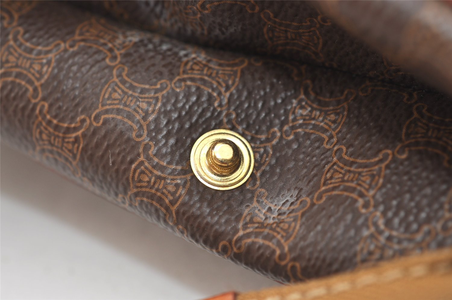 Authentic CELINE Macadam Blason Pattern Clutch Hand Bag PVC Leather Brown 2053K
