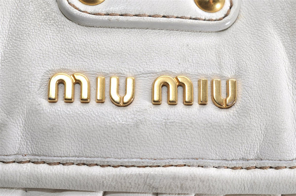 Authentic MIU MIU Vintage Matelasse Leather 2Way Shoulder Hand Bag White 2054K