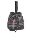 Authentic Burberrys BURBERRYS PVC Leather Drawstring Hand Bag Navy 2055K
