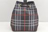 Authentic Burberrys BURBERRYS PVC Leather Drawstring Hand Bag Navy 2055K
