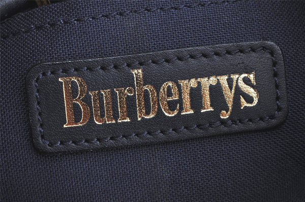 Authentic Burberrys BURBERRYS PVC Leather Drawstring Hand Bag Navy 2055K