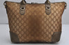 Authentic GUCCI Heart Bit 2Way Shoulder Tote Bag GG Canvas Leather Gold 2056K