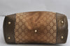 Authentic GUCCI Heart Bit 2Way Shoulder Tote Bag GG Canvas Leather Gold 2056K