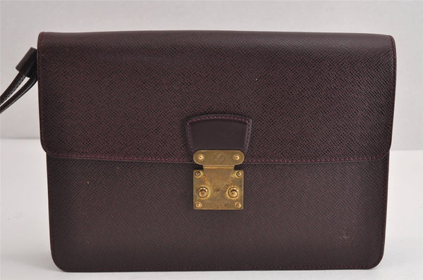 Authentic Louis Vuitton Taiga Kourad Clutch Hand Bag Purple M30196 LV 2057J