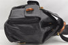 Authentic GUCCI Vintage Bamboo Drawstring Backpack Leather Black 2057K