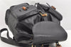 Authentic GUCCI Vintage Bamboo Drawstring Backpack Leather Black 2057K