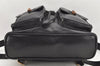 Authentic GUCCI Vintage Bamboo Drawstring Backpack Leather Black 2057K