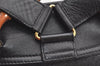 Authentic GUCCI Vintage Bamboo Drawstring Backpack Leather Black 2057K