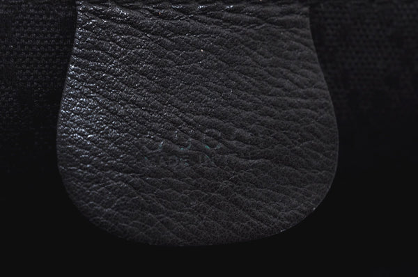 Authentic GUCCI Vintage Bamboo Drawstring Backpack Leather Black 2057K