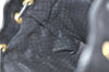 Authentic GUCCI Vintage Bamboo Drawstring Backpack Leather Black 2057K