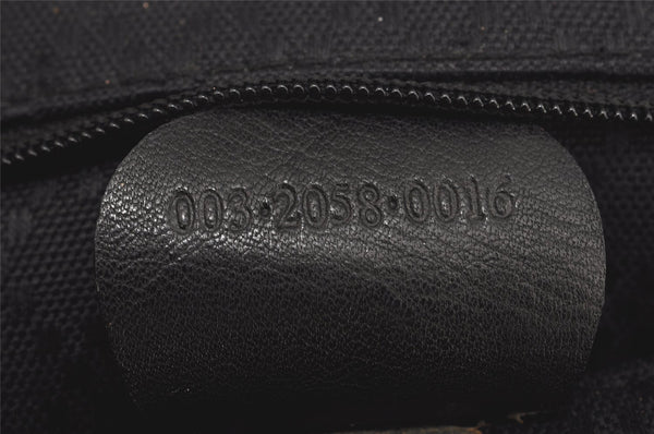 Authentic GUCCI Vintage Bamboo Drawstring Backpack Leather Black 2057K