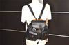Authentic GUCCI Vintage Bamboo Drawstring Backpack Leather Black 2057K