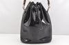 Authentic GUCCI Bamboo 2Way Shoulder Drawstring Bag Purse Enamel Black 2058K